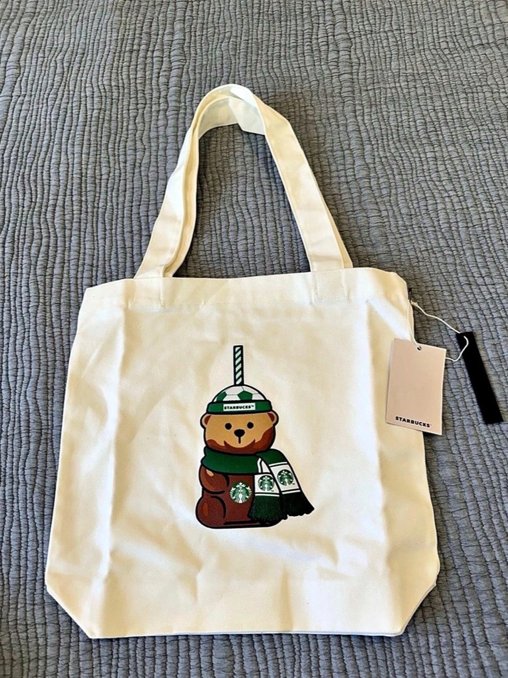 Starbucks Bearista Soccer Edition Canvas Tote Bag - Reserve Exclusive and cup